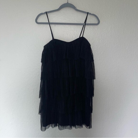 tularosa lakeside black ruffle tiered mini dress womens size XS - Picture 4 of 10